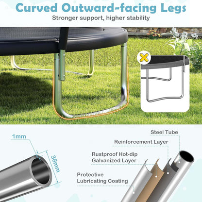 Heavy-Duty Recreational Trampoline with Safety Enclosure Net