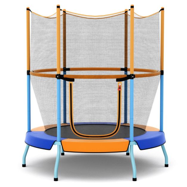 48 Inch Trampoline for Kids with Safety Enclosure Net and Curved Metal Legs