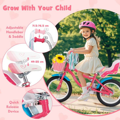 14 Inch Kids Bicycle with Training Wheels and Front Handbrake