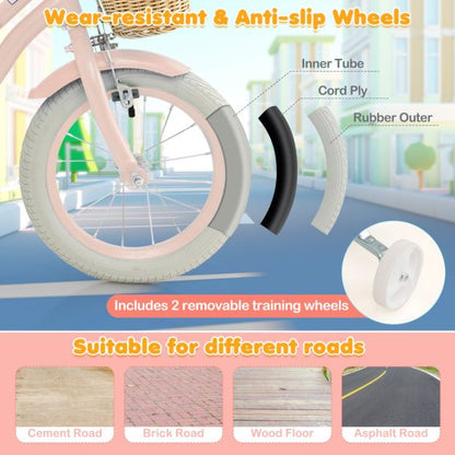 Kids Bike with Training Wheels and Adjustable Handlebar
