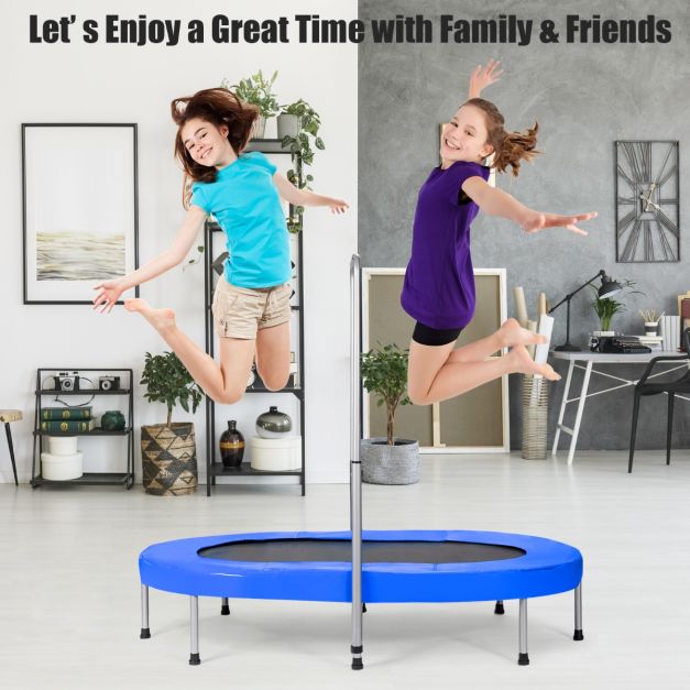 Double Trampoline for 2 People with Adjustable Handrail and Safety Pad