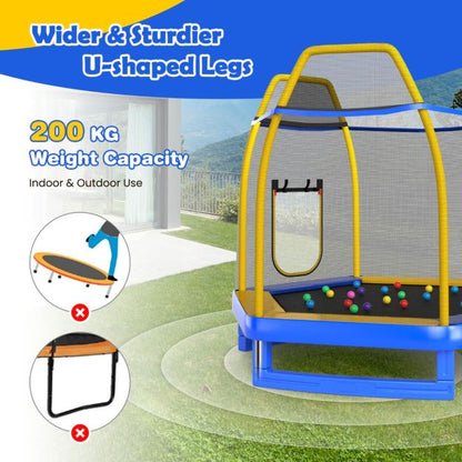 3 in 1 7FT Kids Trampoline with Slide Ladder and Ocean Balls