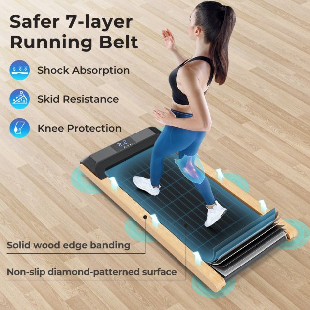 Under Desk Treadmill with Remote/APP Control and LED Display Solid Wood Edge Banding