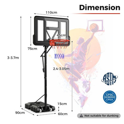 Portable Basketball Hoop System with Easy Height Adjustment