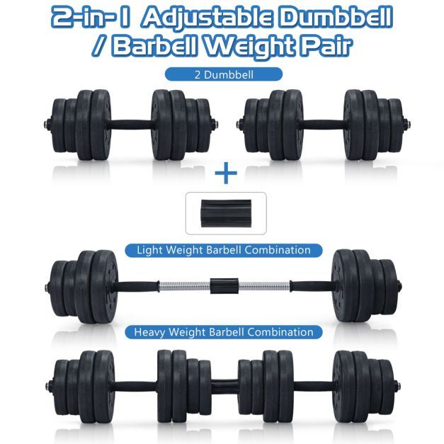 2 in 1 30KG Adjustable Dumbbell Set with Barbell Link Accessories