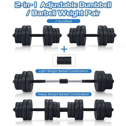 2 in 1 30KG Adjustable Dumbbell Set with Barbell Link Accessories