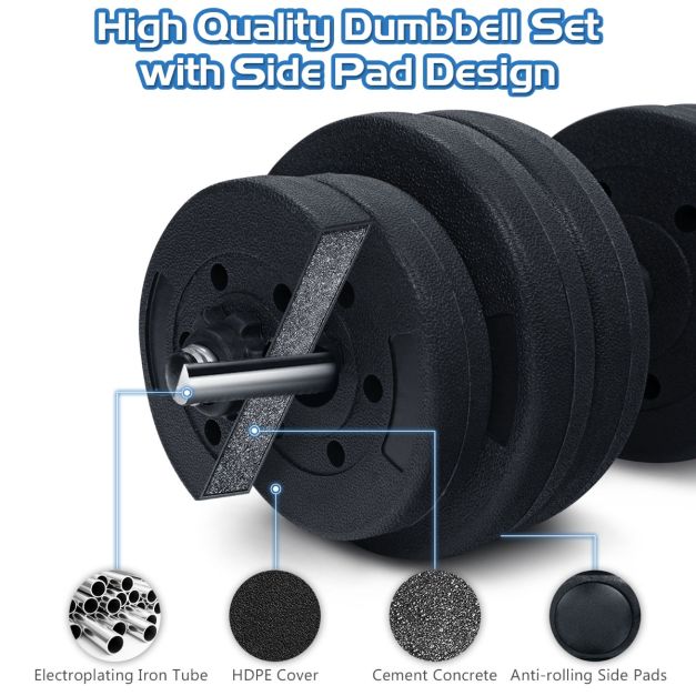 2 in 1 30KG Adjustable Dumbbell Set with Barbell Link Accessories
