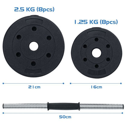 2 in 1 30KG Adjustable Dumbbell Set with Barbell Link Accessories