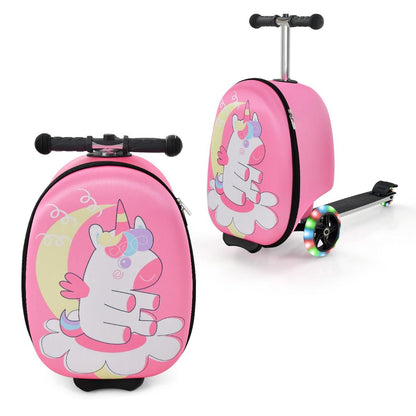 2-IN-1 Skateboard Luggage with 3 Color Lighted Wheels for Kids