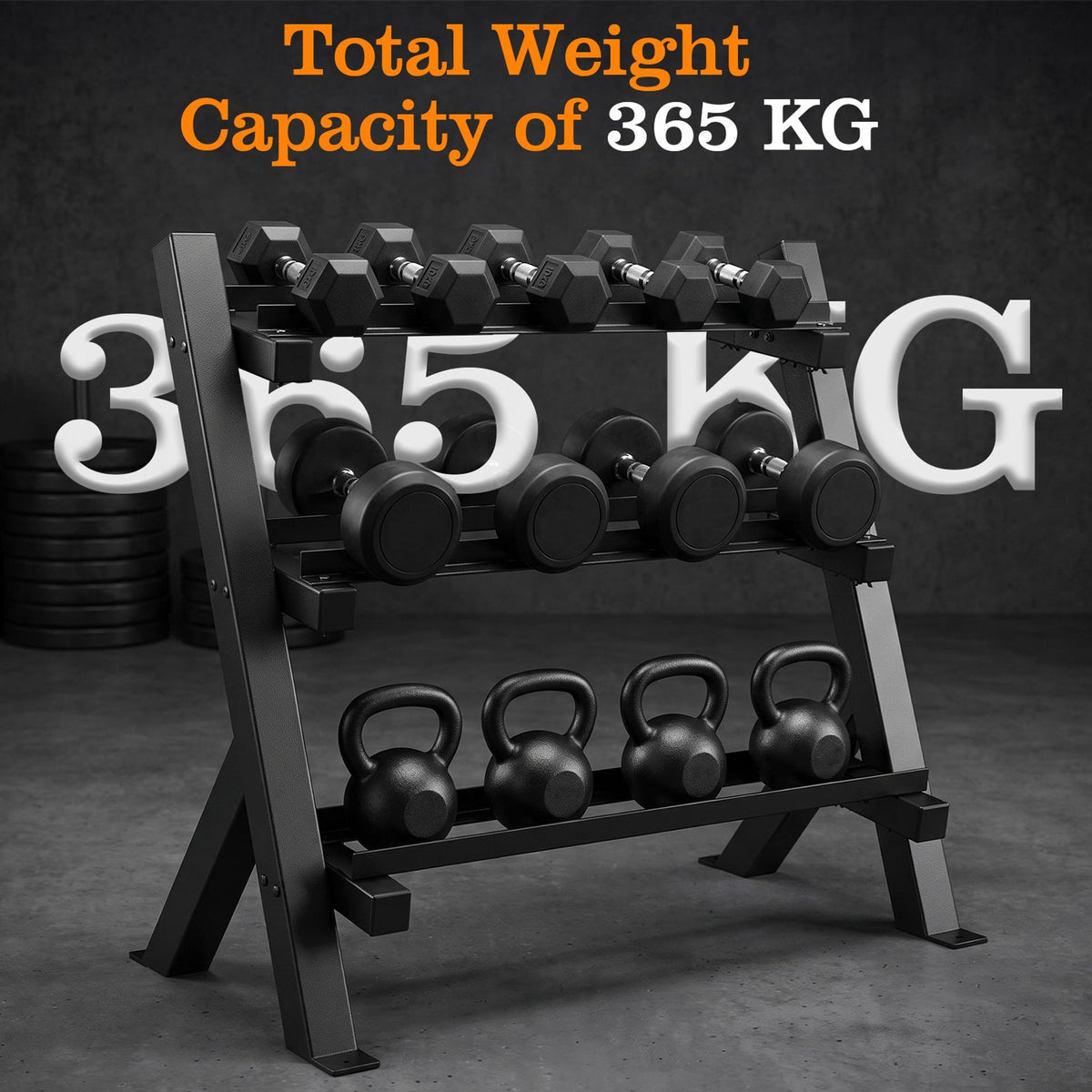 3-Tier Adjustable Dumbbell Rack Stand Only with Adjustable Spacing
