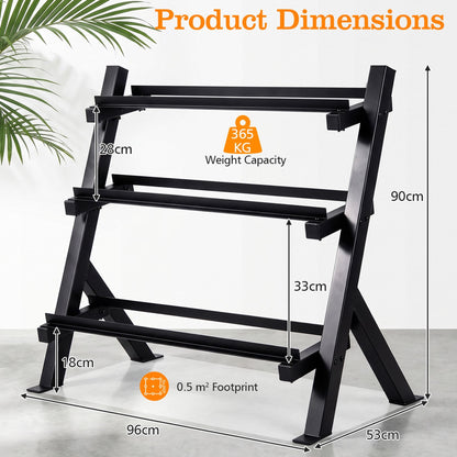 3-Tier Adjustable Dumbbell Rack Stand Only with Adjustable Spacing