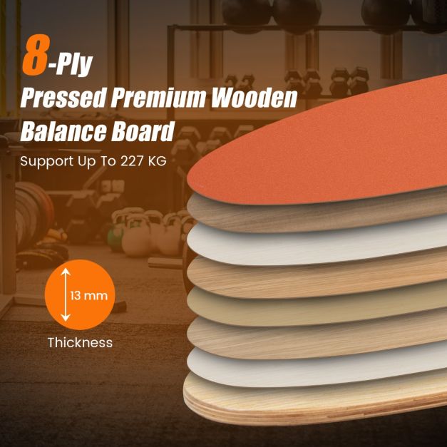 3-in-1 Wooden Balance Board Trainer with Roller & Blanket
