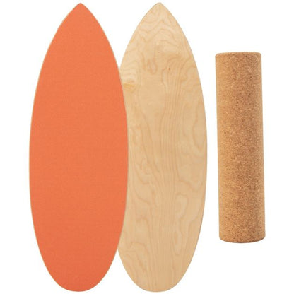 3-in-1 Wooden Balance Board Trainer with Roller & Blanket