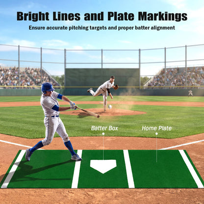 302 x 116 CM Baseball and Softball Hitting Mat Heavy-Duty 15 mm Turf