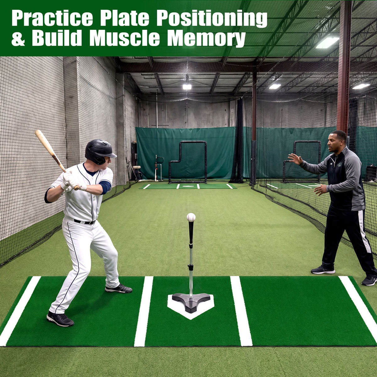 302 x 116 CM Baseball and Softball Hitting Mat Heavy-Duty 15 mm Turf