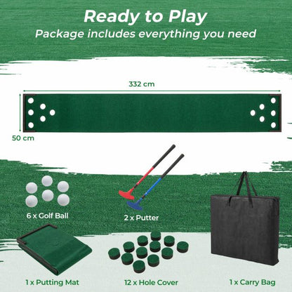 Golf Pong Game Set Portable Golf Putting Mat with 2 Adjustable Putters