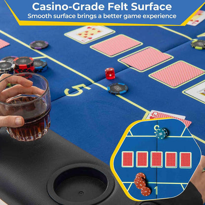 8 Players Card Board Game Table w/ 8 Cup Holders