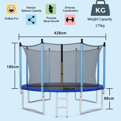 14 FT Outdoor Trampoline with Enclosure Net and Ladder