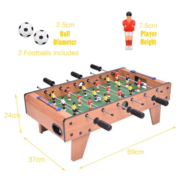 69cm Tabletop Foosball Table with Wooden Raised Legs
