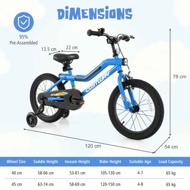 Kids Bike Carbon Steel LED Lighted Children Bicycle Adjustable