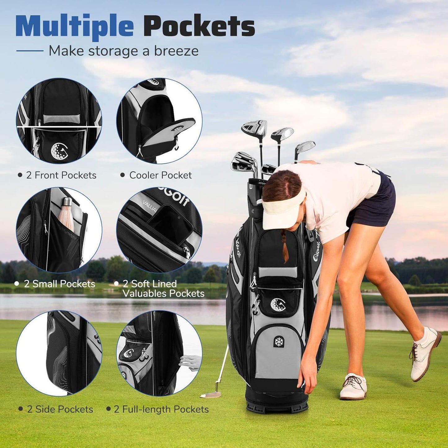 Golf Cart Bag Umbrella Holder for Men Women