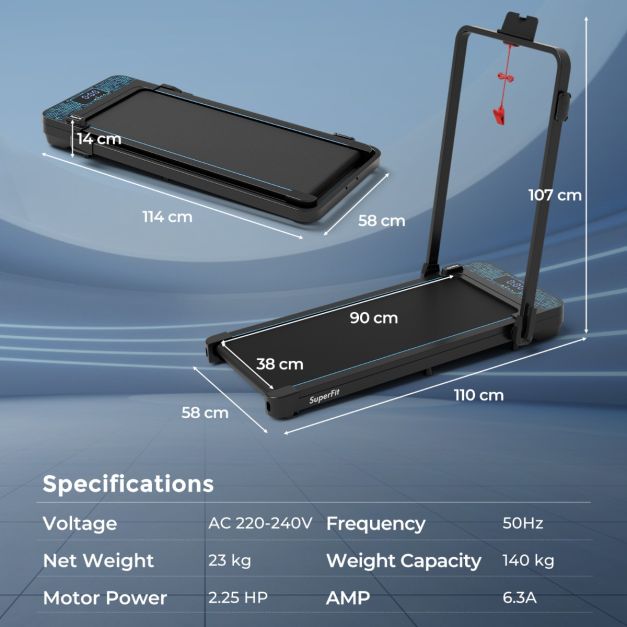 2 in 1 Folding Treadmill with Remote and APP Control and LED Display