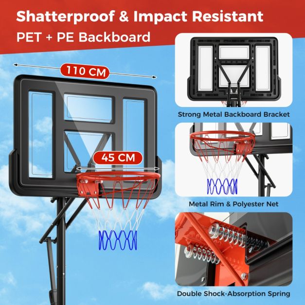 Portable Basketball Hoop System with Easy Height Adjustment