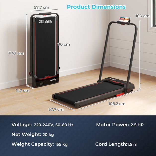 3 in 1 Under Desk Walking Running Machine Treadmill with LED Display