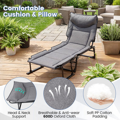 3 in 1 Folding Camping Cot Comfy Padded Convertible Single Sofa Chair