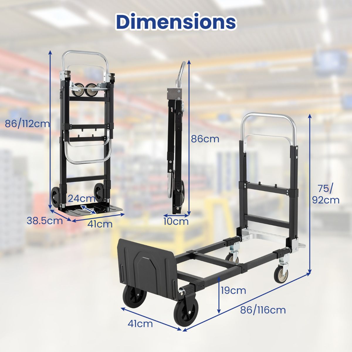 3 in 1 Convertible Hand Truck with Retractable Handle and Wheels