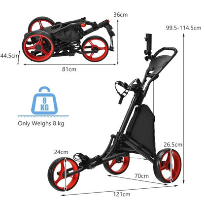 3 Wheel Folding Golf Walking Push Cart