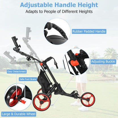3 Wheel Folding Golf Walking Push Cart
