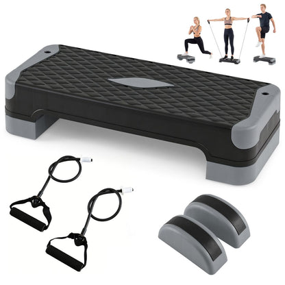 3-in-1 Aerobic Step Platform Set, 300 KG Adjustable Workout Stepper with 2 Stackable Risers