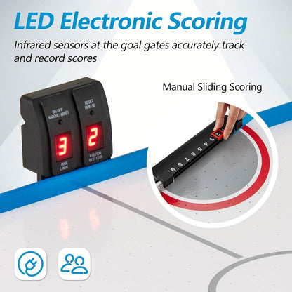 Indoor Hockey Game Table w/LED Scoreboard & Powerful 12V Motor for Adults and Kids