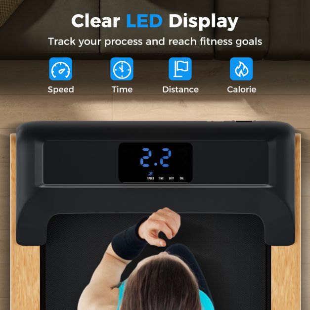 Under Desk Treadmill with Remote/APP Control and LED Display Solid Wood Edge Banding