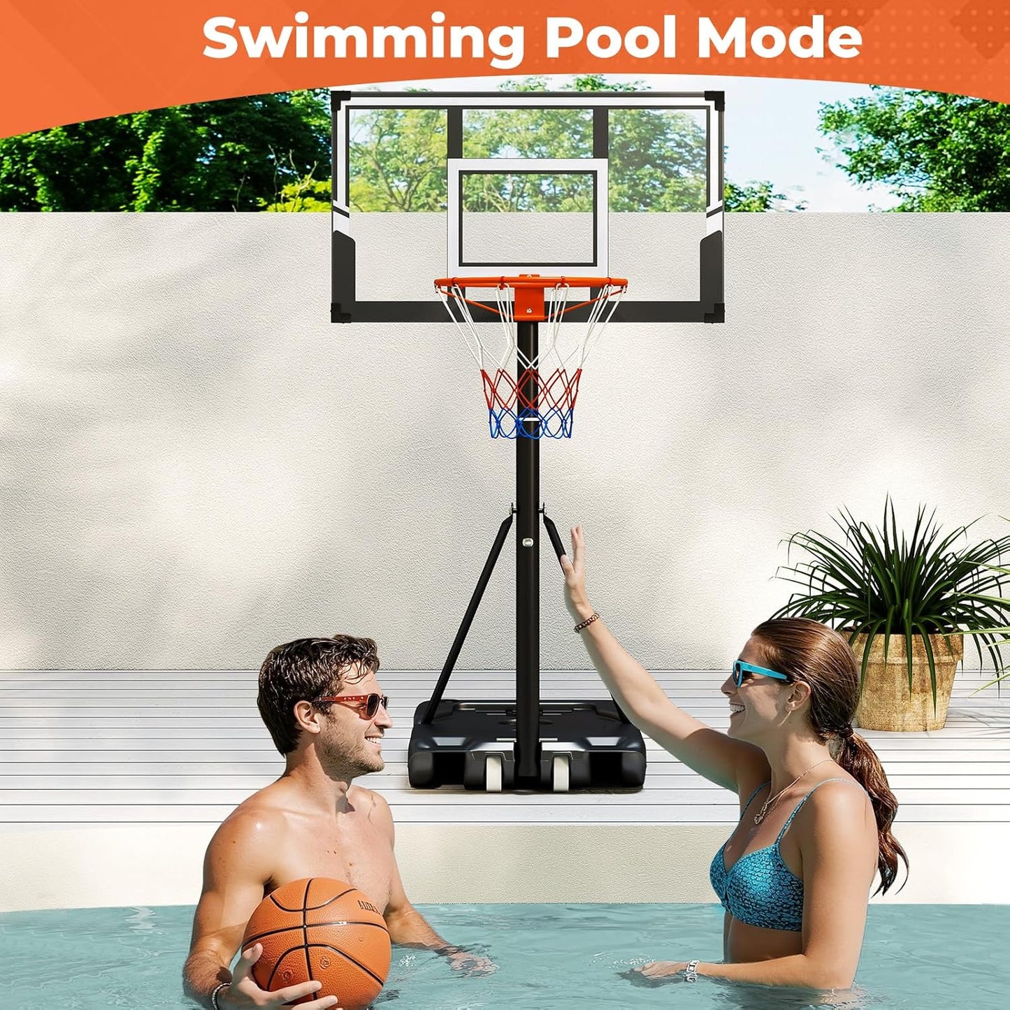 Portable Basketball Hoop Outdoor w/Shatterproof Backboard & Wheels for Kids