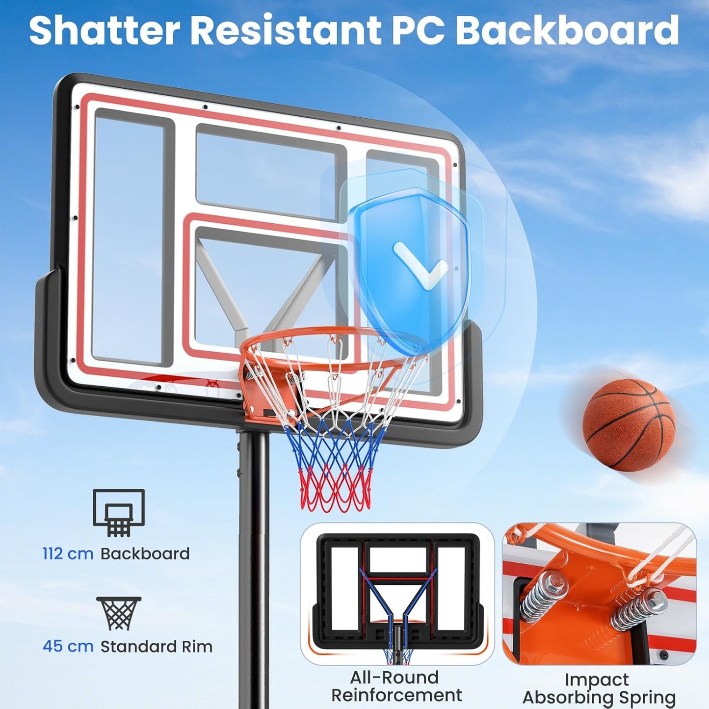 Outdoor Basketball Hoop Stand System for Adults