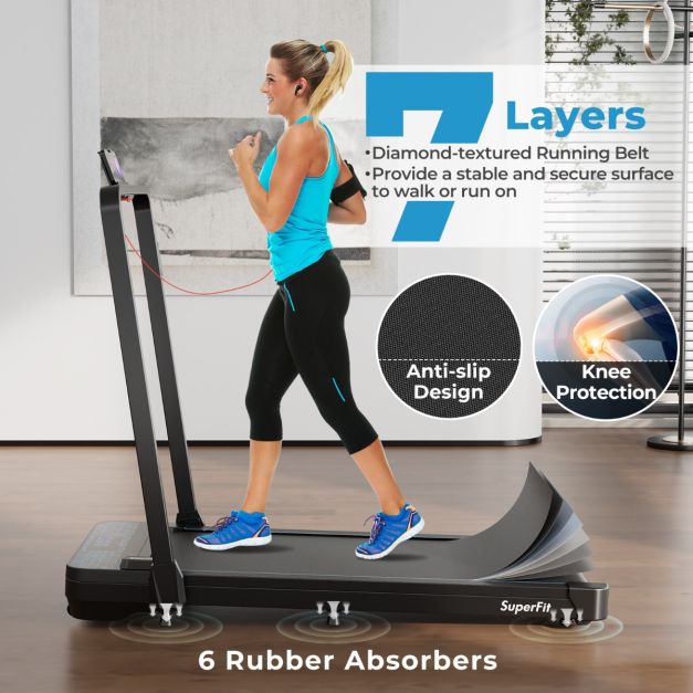 2 in 1 Folding Treadmill with Remote and APP Control and LED Display