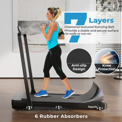 2 in 1 Folding Treadmill with Remote and APP Control and LED Display