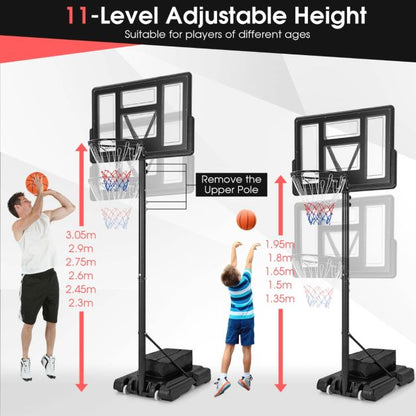 Portable Basketball Hoop with 11-Level Height Adjustable Basketball Hoop and Goal