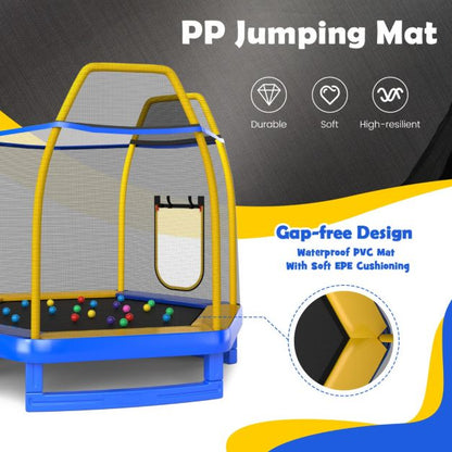 3 in 1 7FT Kids Trampoline with Slide Ladder and Ocean Balls
