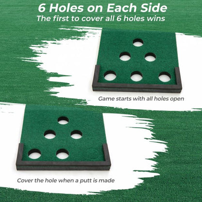 Golf Pong Game Set Portable Golf Putting Mat with 2 Adjustable Putters