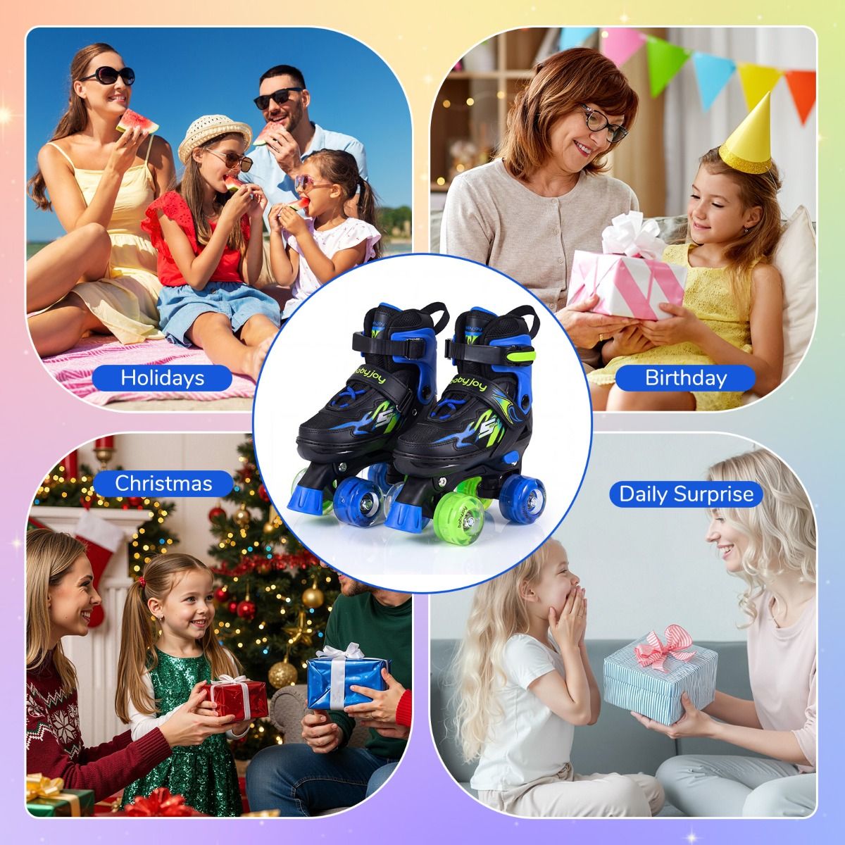 Adjustable Quad Skates for Toddler Beginners Ages 5-7