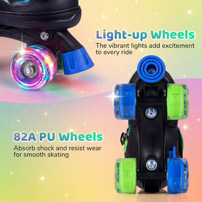 Adjustable Quad Skates for Toddler Beginners Ages 5-7