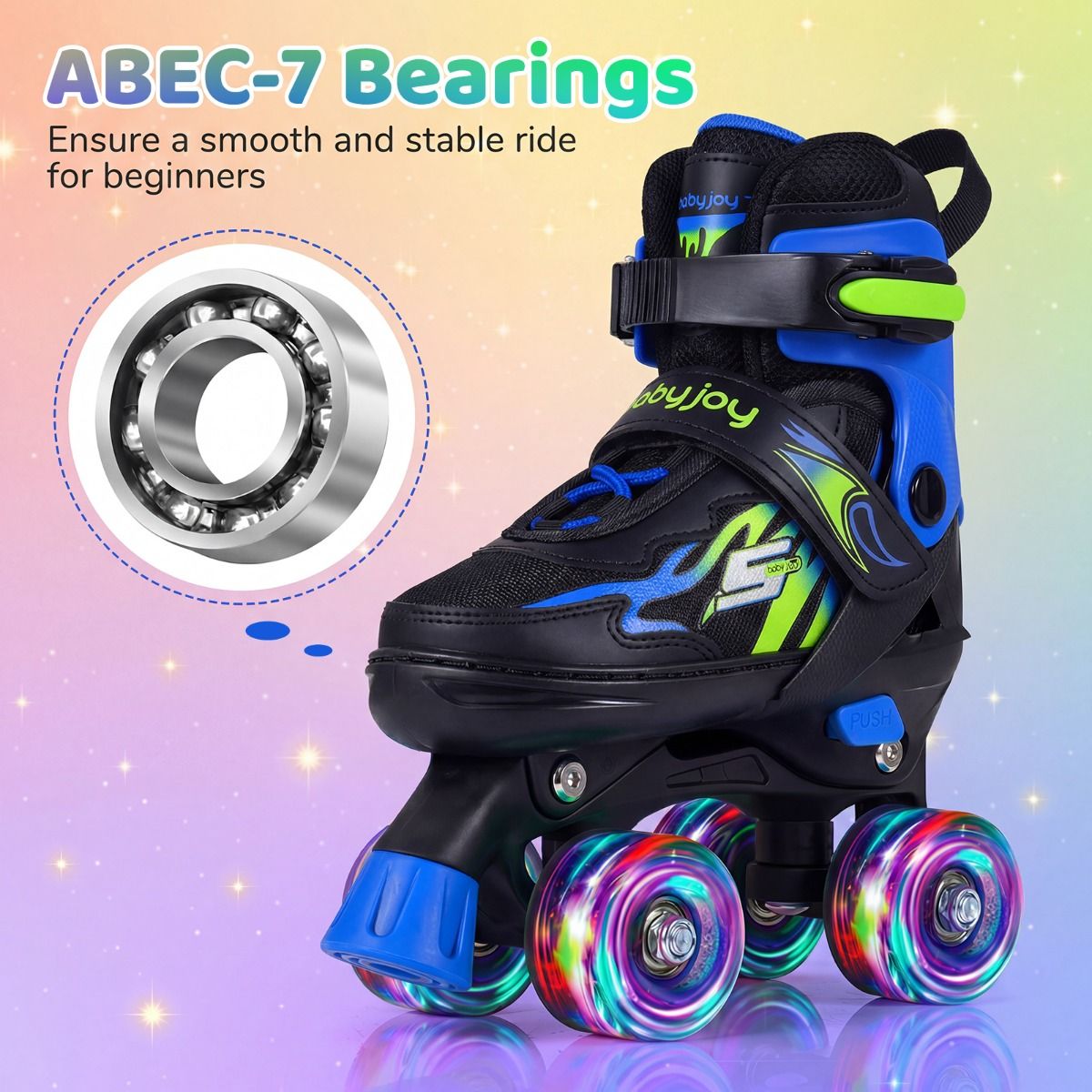 Adjustable Quad Skates for Toddler Beginners Ages 5-7