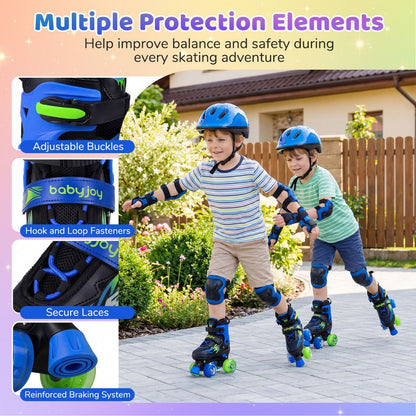 Adjustable Quad Skates for Toddler Beginners Ages 5-7