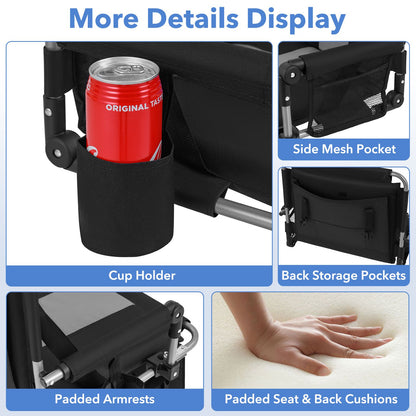 54 CM Foldable Stadium Seat with Back Support for Outdoor Sports Events