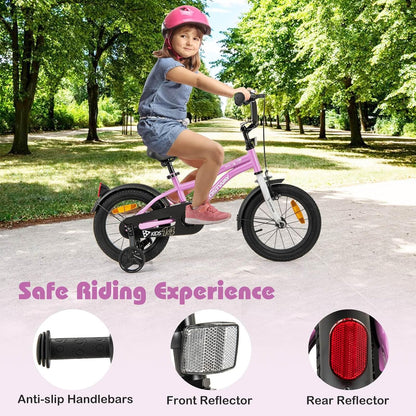 12/14/16/18 Inch Kids Bike Adjustable with Removable Training Wheels for Aged 3-8