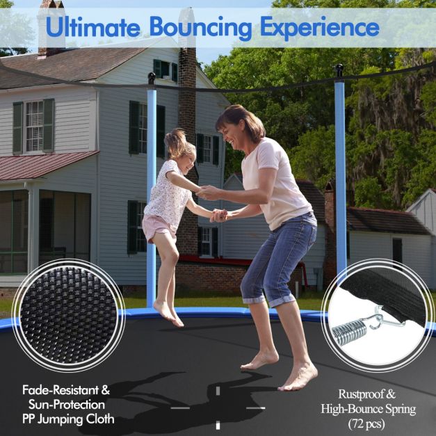 12 FT Outdoor Trampoline with Enclosure Net and Ladder