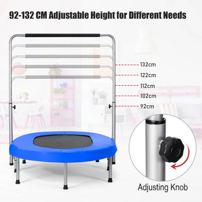 Double Trampoline for 2 People with Adjustable Handrail and Safety Pad